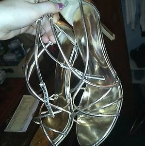 Brash strappy gold heels